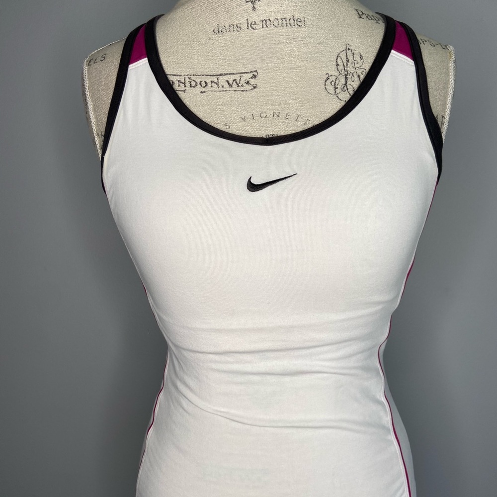 Nike Dri Fit M Racer Back Fitted Tank Top Black White Pink